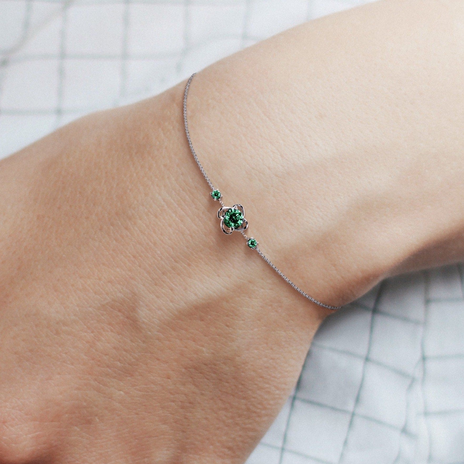Bracelet Pierre de Naissance Émeraude Mai - Argent Sterling S925