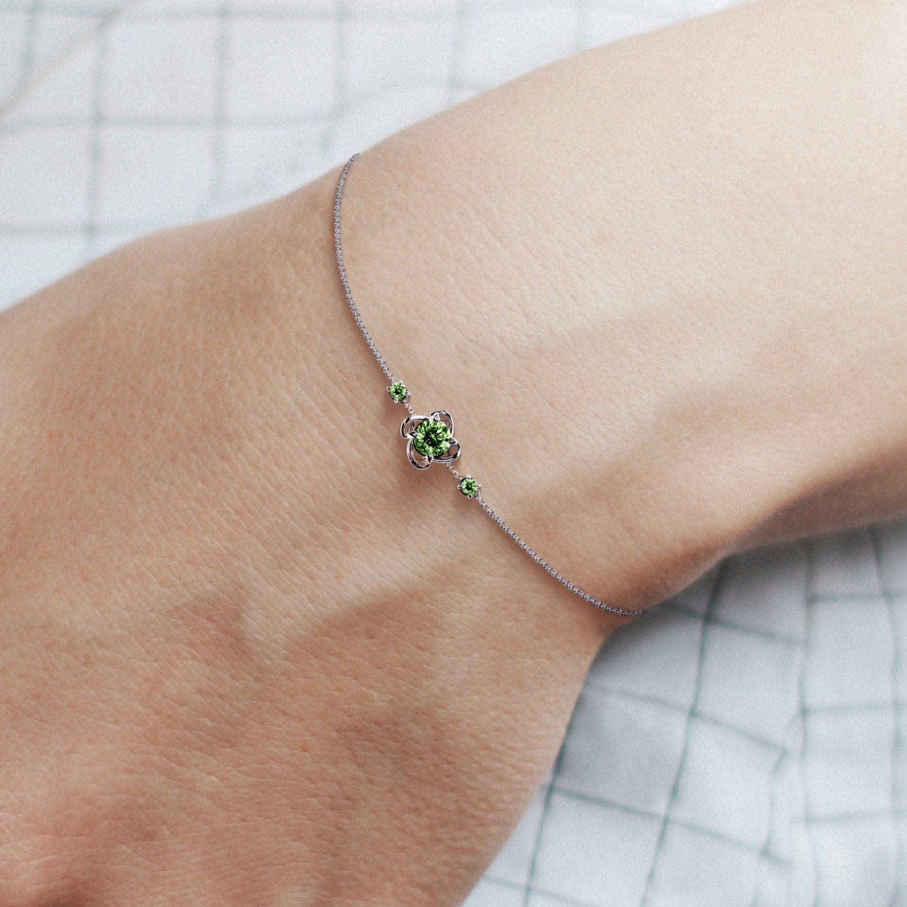 Bracelet Péridot d'Août - Argent Sterling S925