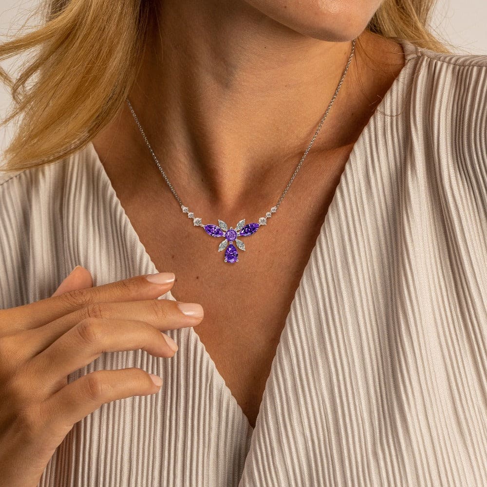 Blossom : Collier Floral Taille Brillant - Argent Sterling S925