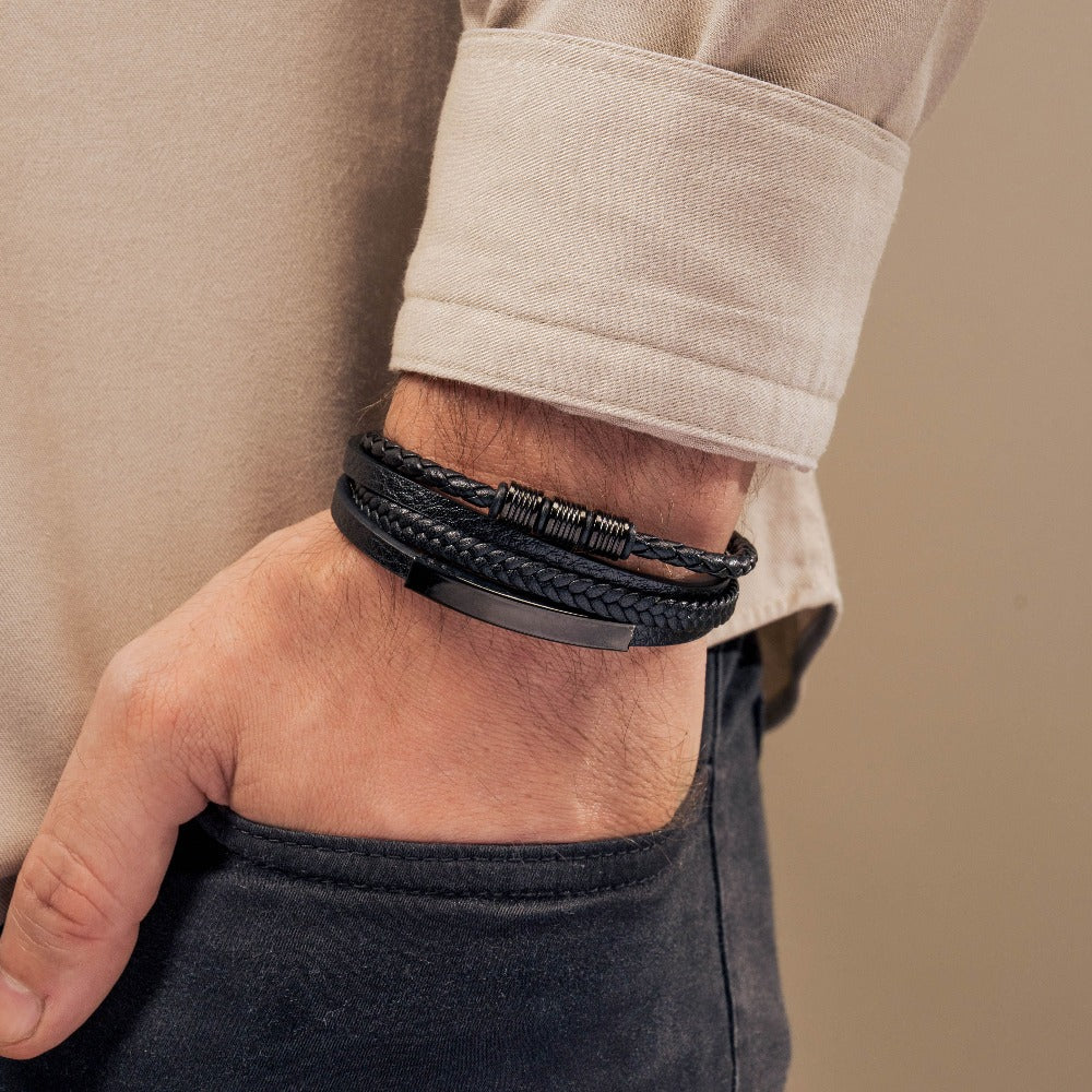 À Mon Fils | Je T'aime Pour Toujours | Bracelet en Cuir