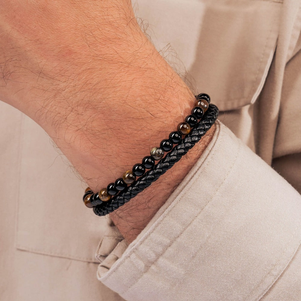 À Mon Fils | Je T'aime Pour Toujours | Bracelet Perles Cuir