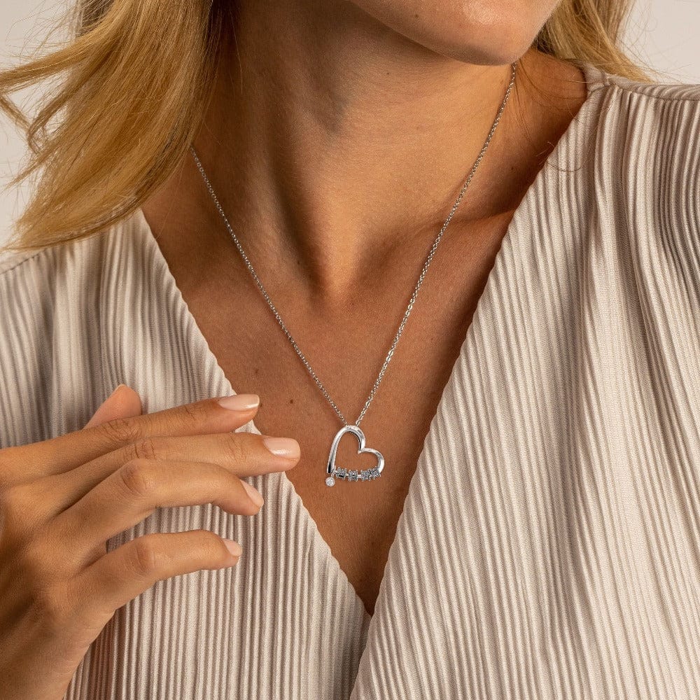 Collier Cœur avec Perles Gravées & Diamant