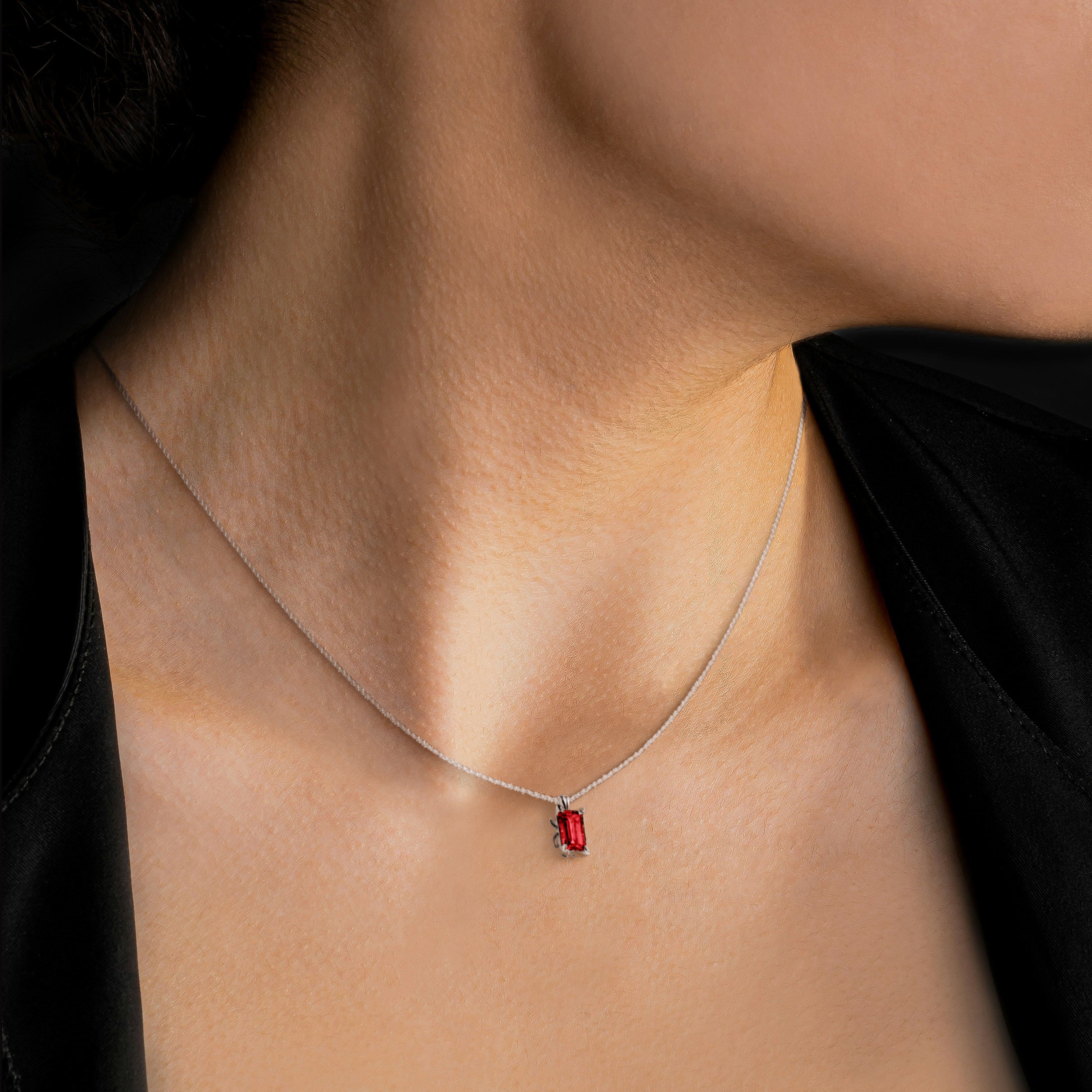Collier Pierre de Naissance Rubis Juillet - Argent Sterling S925