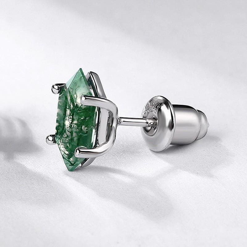 À ma magnifique épouse | Boucles d'oreilles en agate mousse - Argent Sterling S925