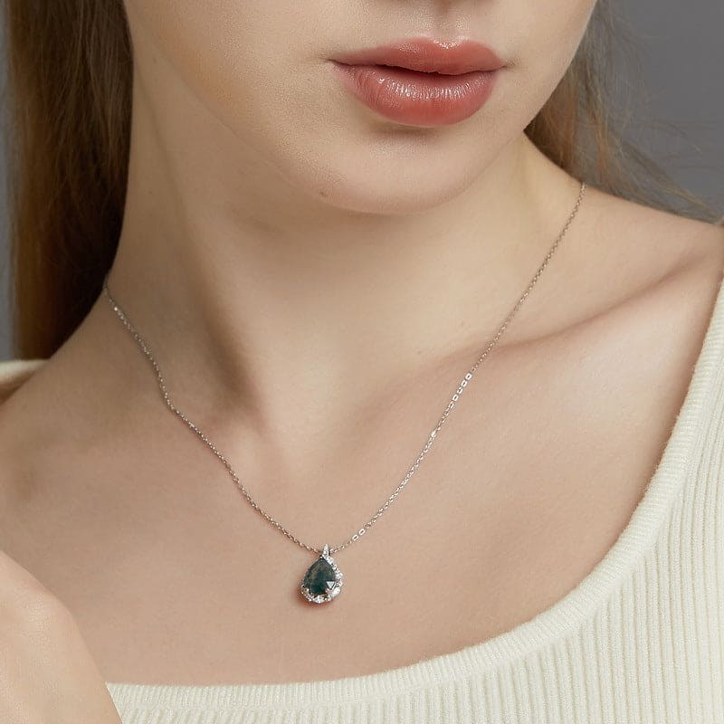 À ma magnifique épouse | Collier Agate Mousse Goutte d'eau