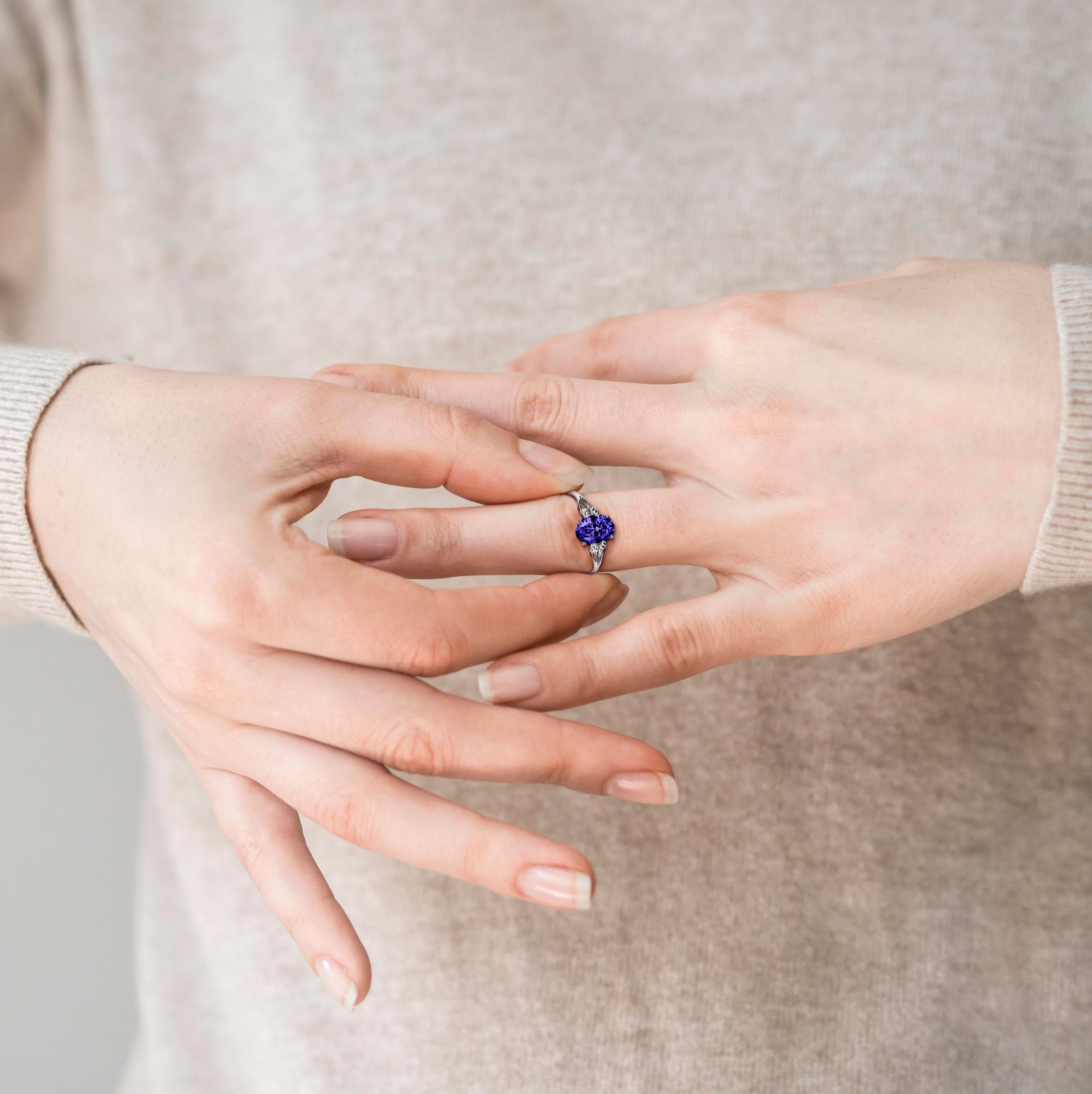 February Amethyst Birthstone Ring - S925 Sterling Silver