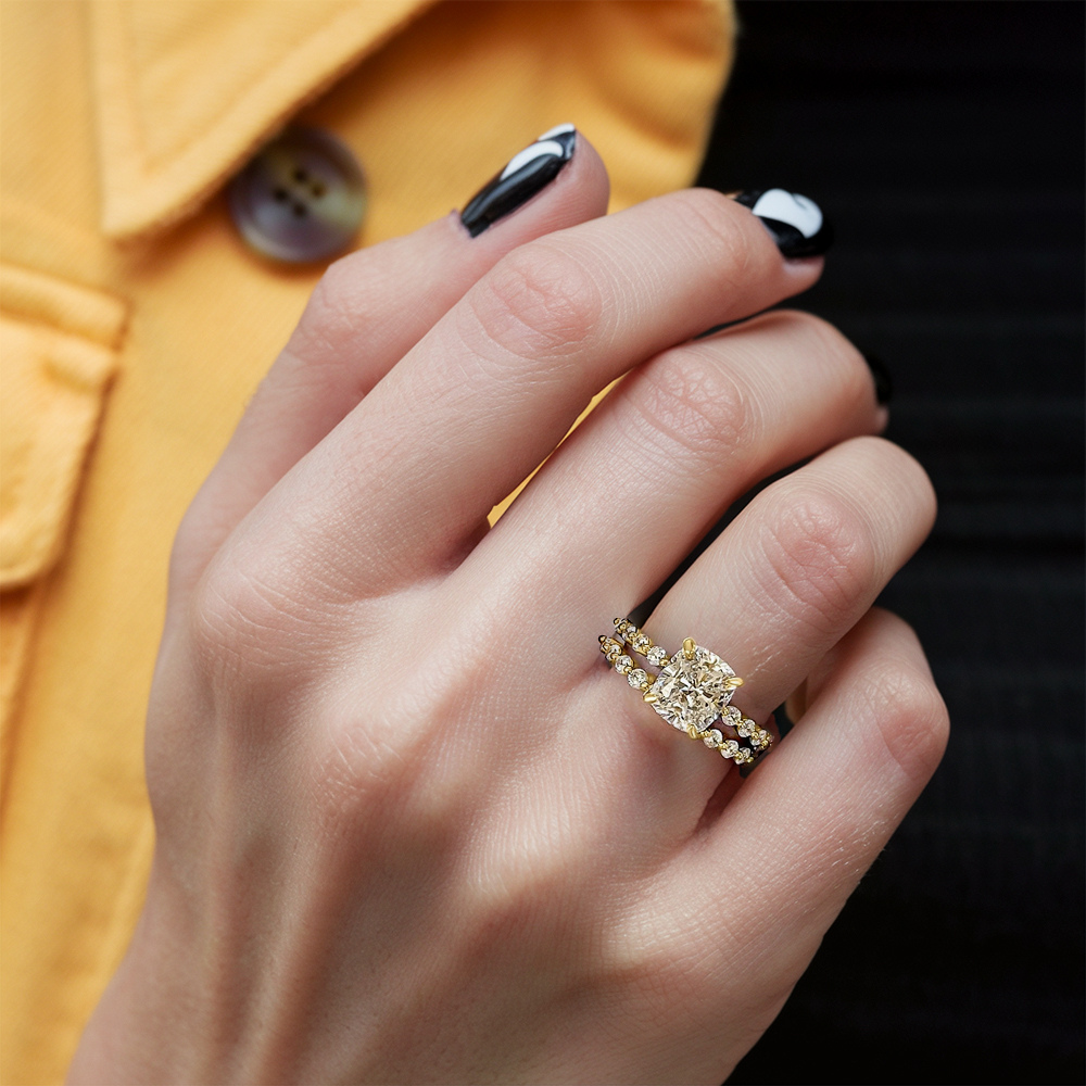 Cushion Cut Diamond Bridal Ring Set