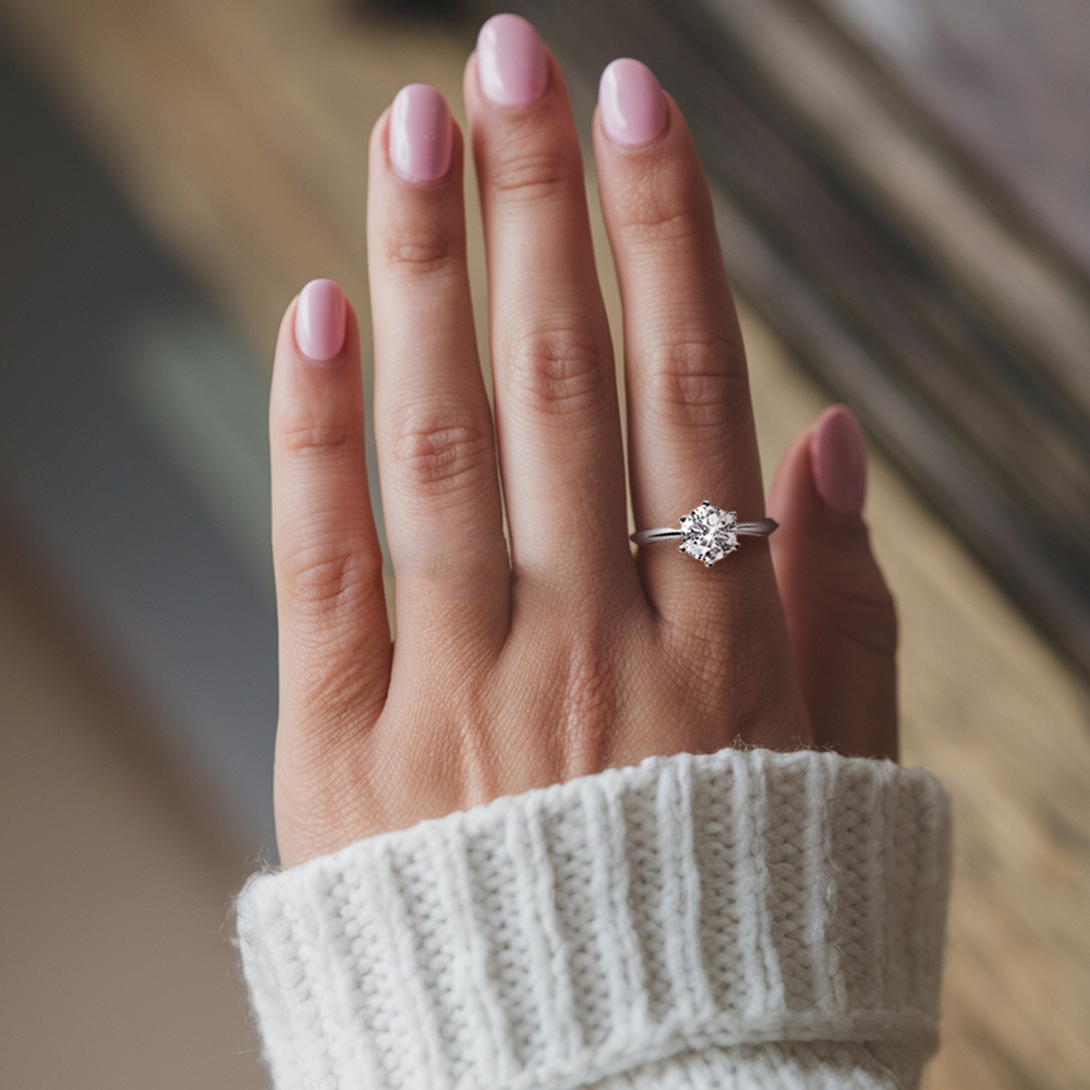 Bague Moissanite 3CT Taille Brillant Rond
