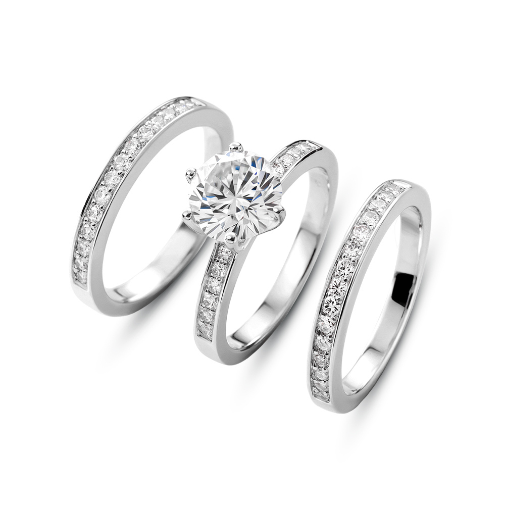 Ensemble de bagues d'éternité Moissanite 3 pièces