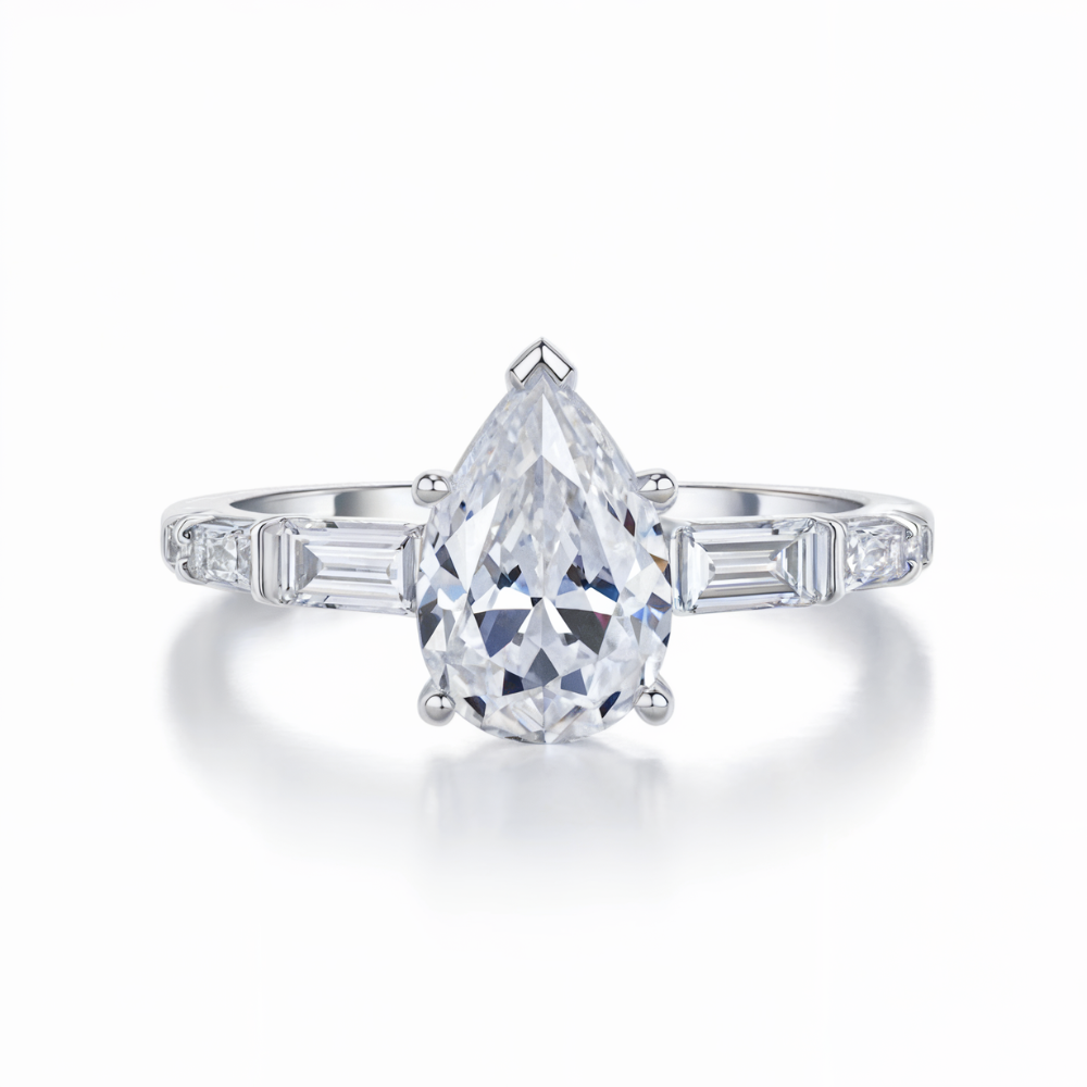 Bague Moissanite Taille Poire 2CT