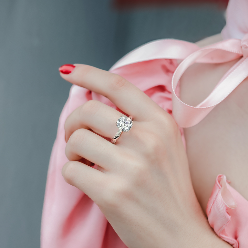 Bague Moissanite 3CT Double Pavé Taille Ronde