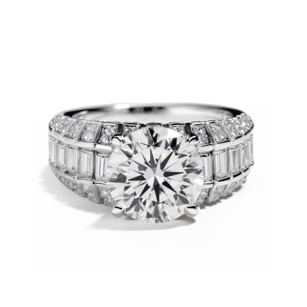 Ultra Sparkle 5CT Round Cut Moissanite Ring