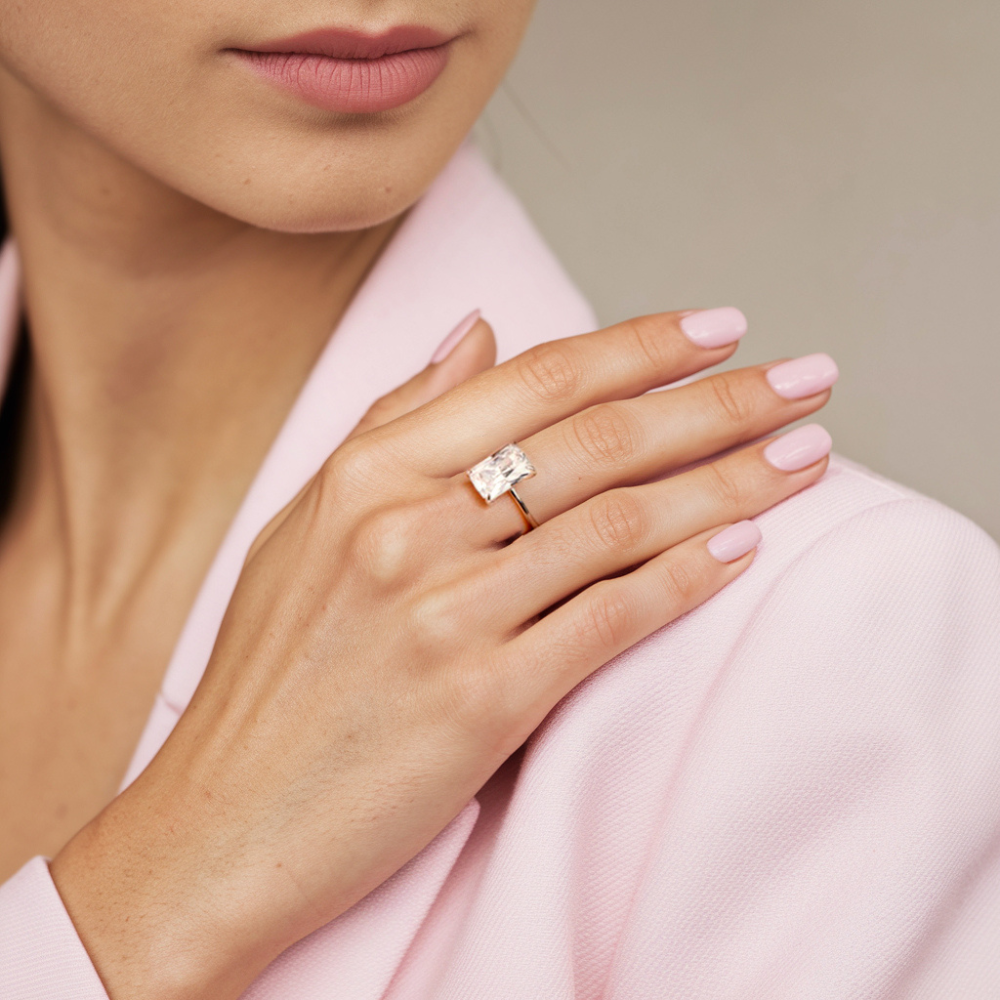 Bague solitaire moissanite taille radiant 5CT