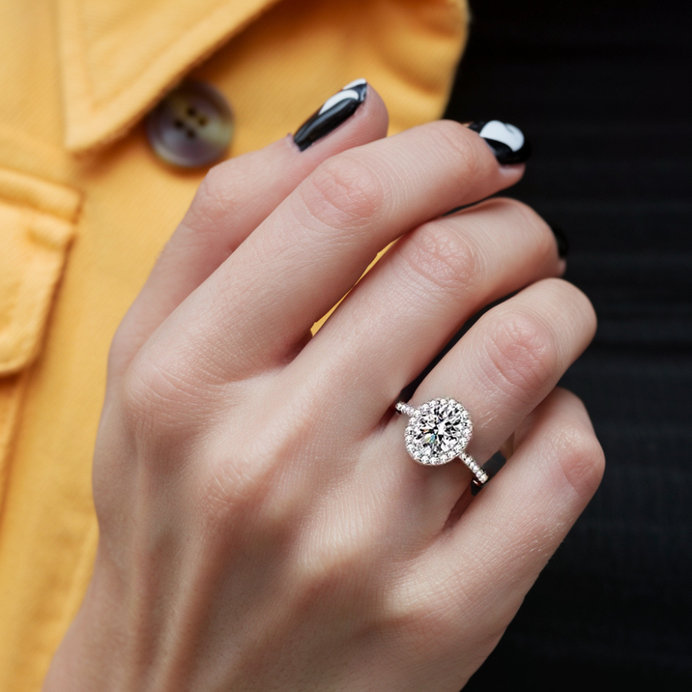 Bague d'éternité avec moissanite taille brillant rond 2CT