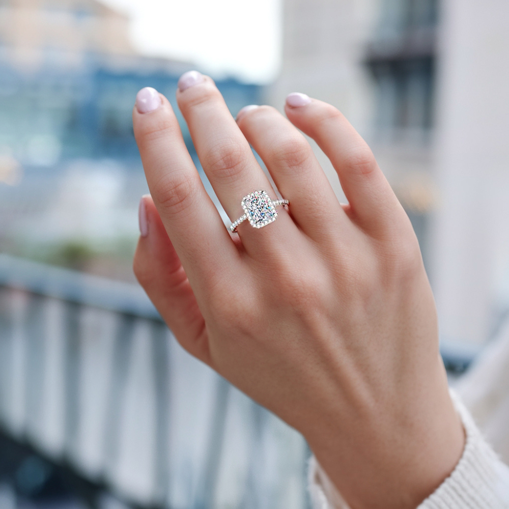 2CT Radiant Cut Eternity Pavé Moissanite Ring