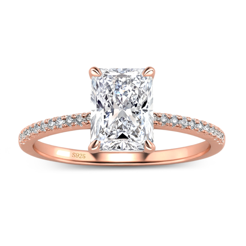 Bague d'éternité Moissanite taille radiant 3CT