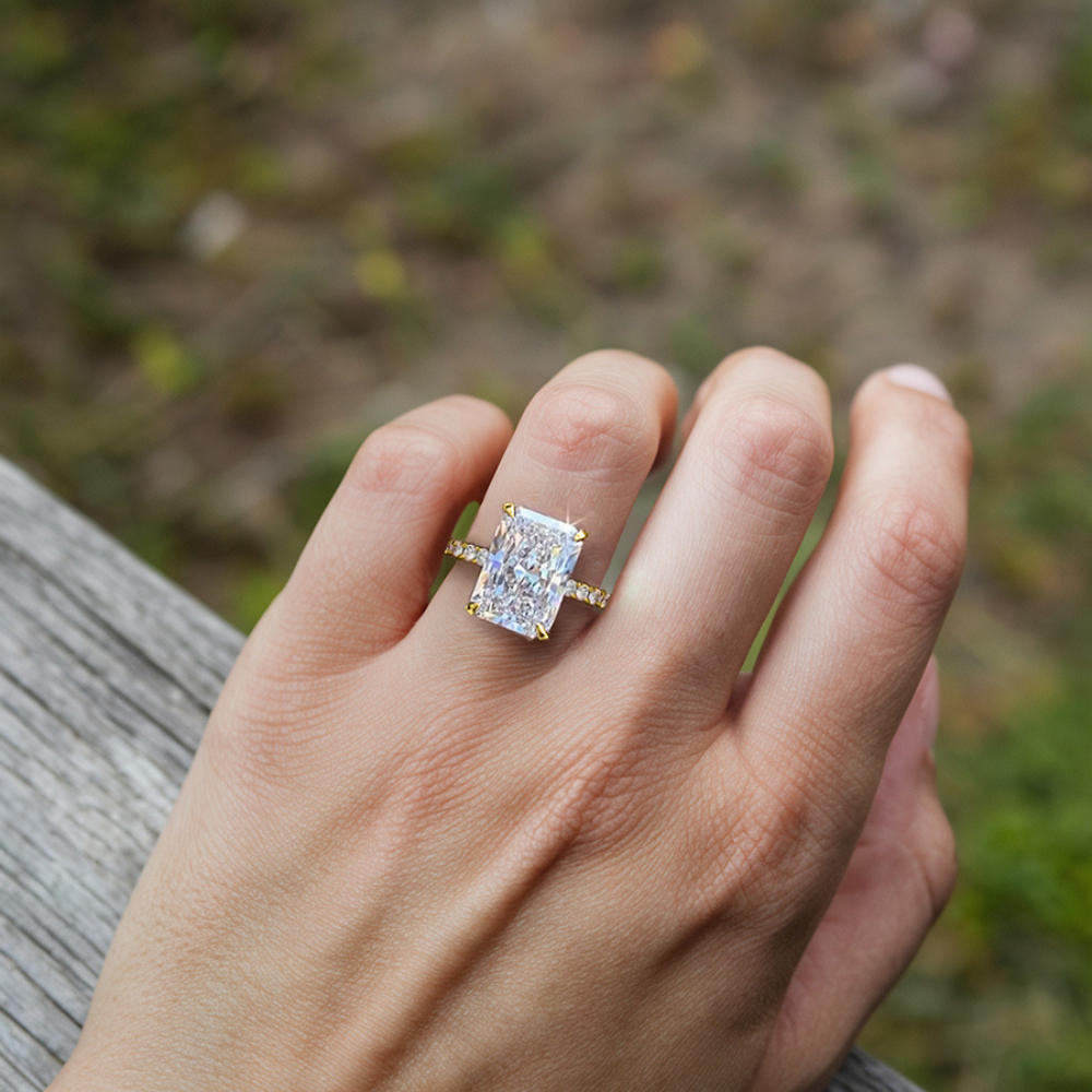 Bague d'éternité Moissanite taille radiant 3CT