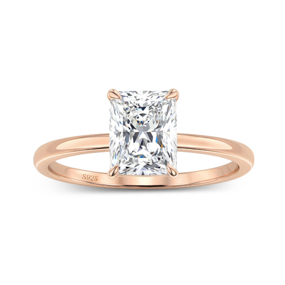 Bague solitaire moissanite taille radiant 3CT