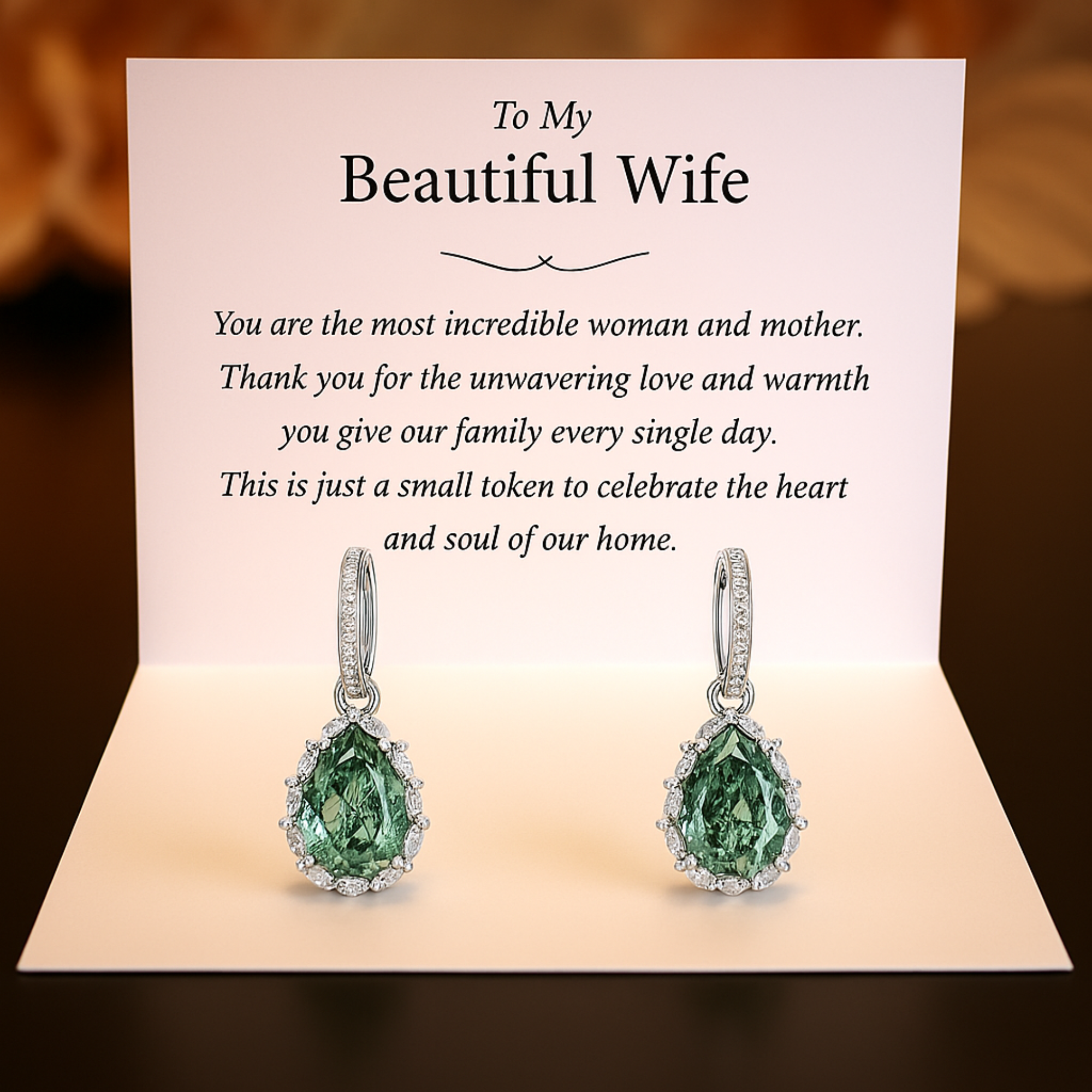 To My Wife | Teardrop Moss Agate Earrings - S925 Sterling Silver