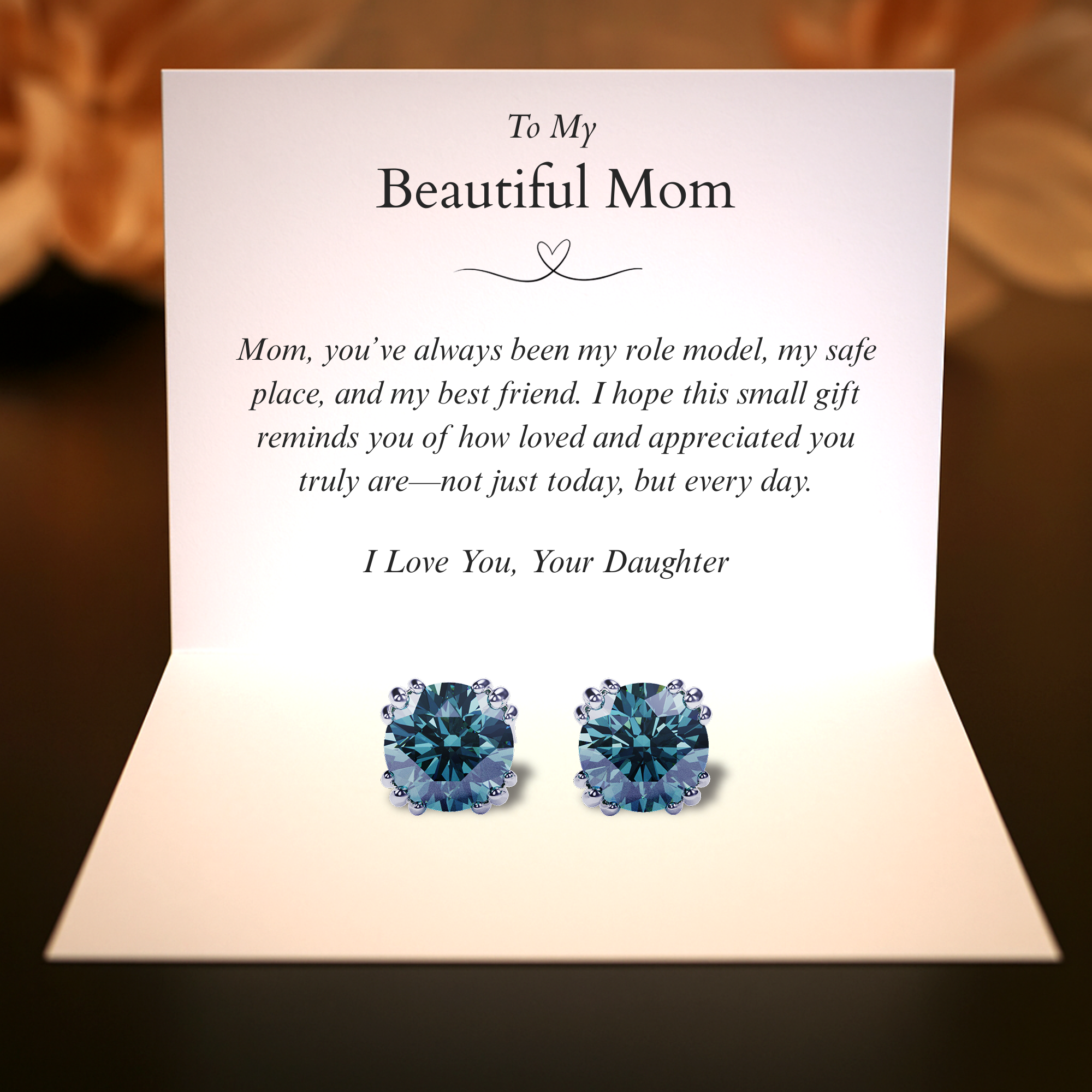 To My Beautiful Mom, From Daughter | Alexandrite Earrings - S925