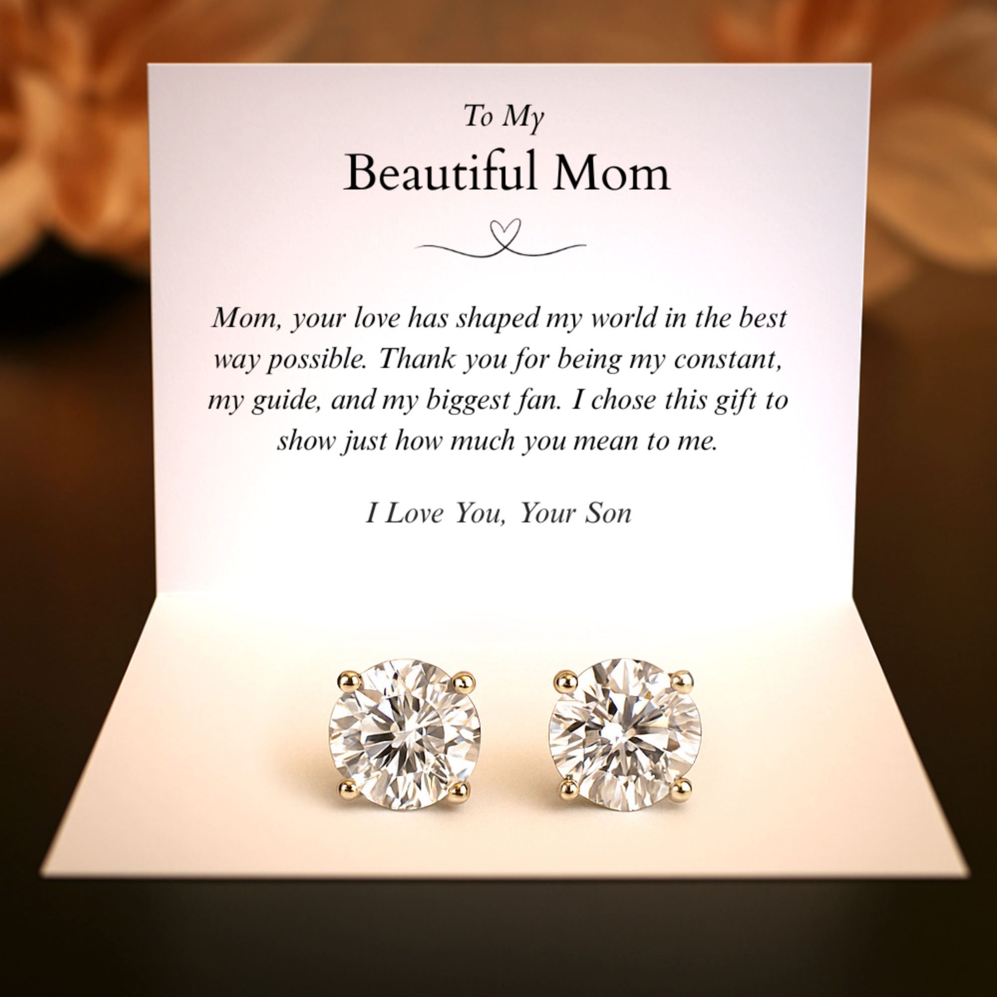 To My Beautiful Mom | Moissanite Earrings | From Son