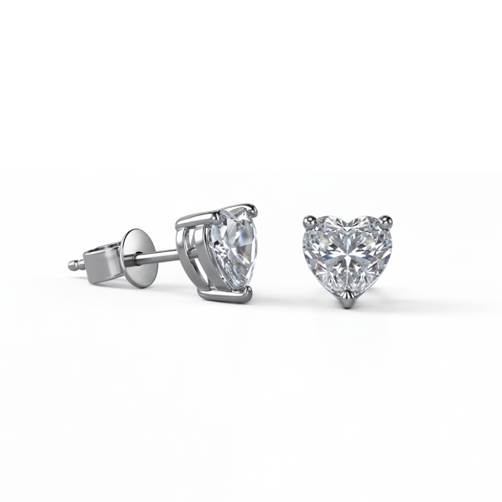 Boucles d'oreilles en diamant en forme de cœur
