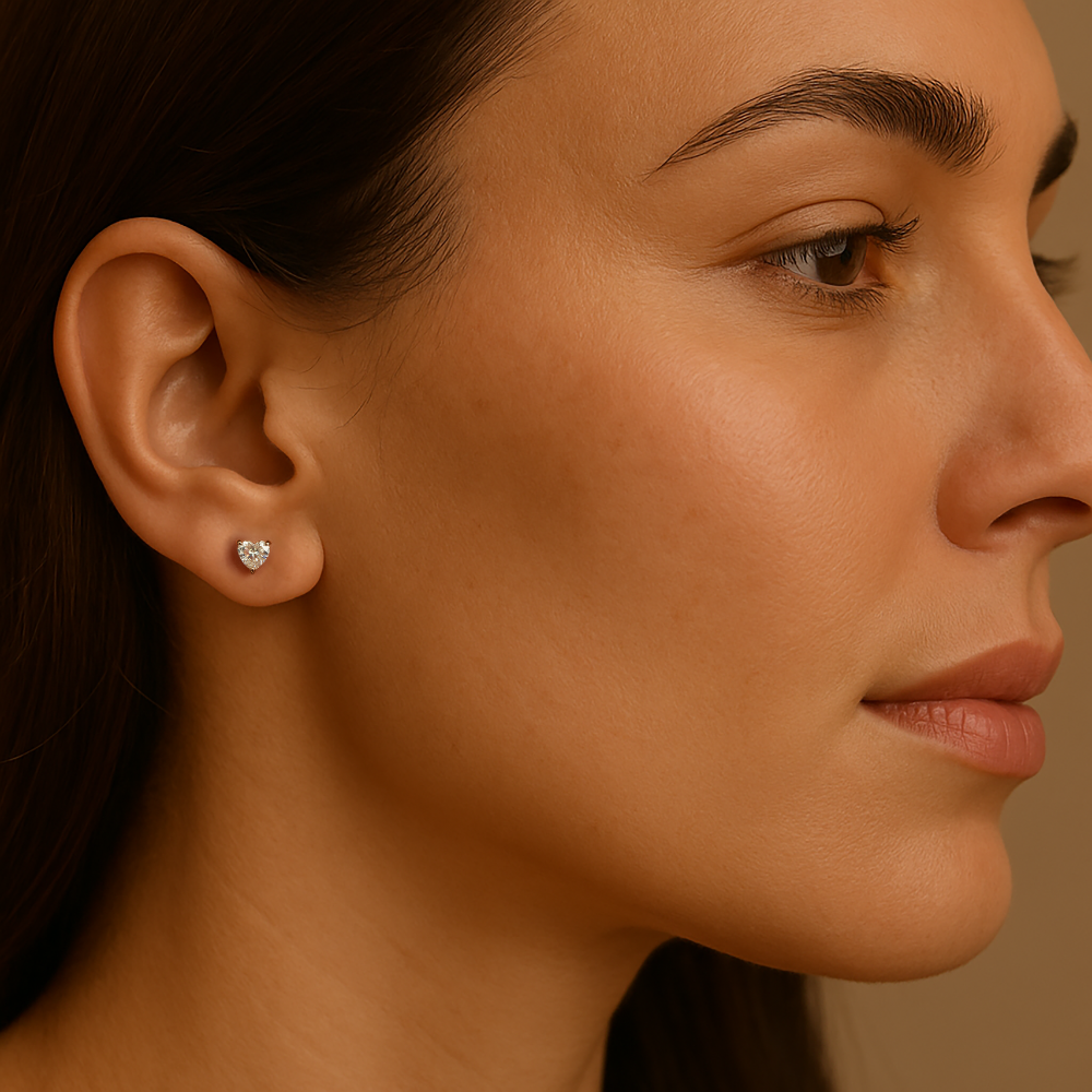 Boucles d'oreilles en diamant en forme de cœur