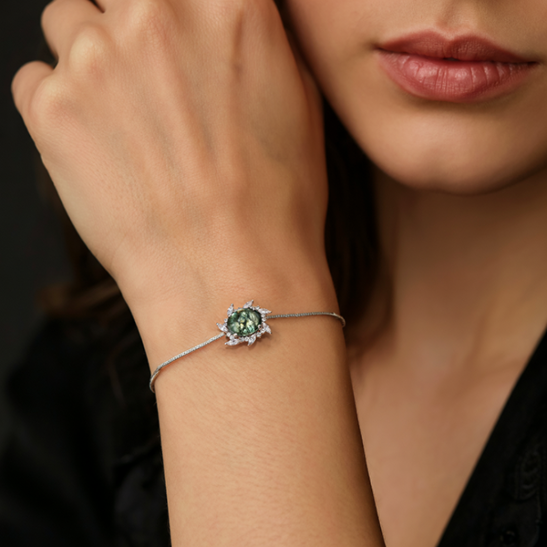 Ensemble de bijoux Agate Mousse Forêt Éthérée