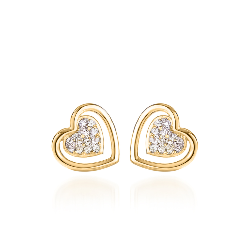 Boucles d'oreilles cœur argent avec diamants