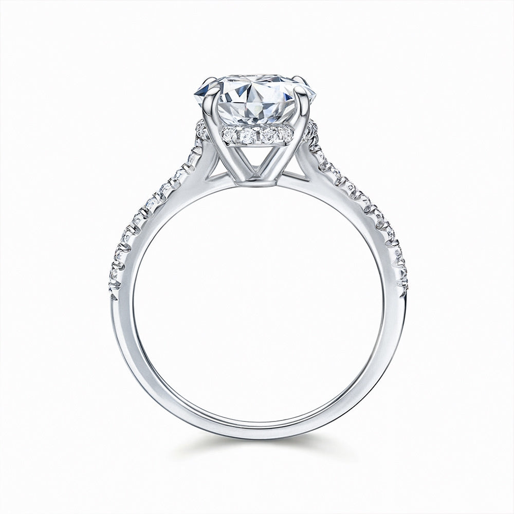 Bague Moissanite Halo Invisible, Taille Ronde 4CT