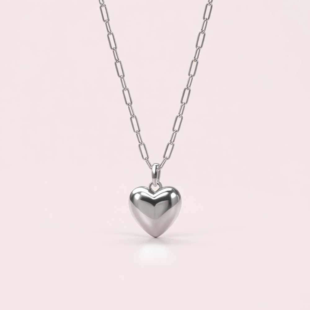 Le Collier Cœur Argenté Leva