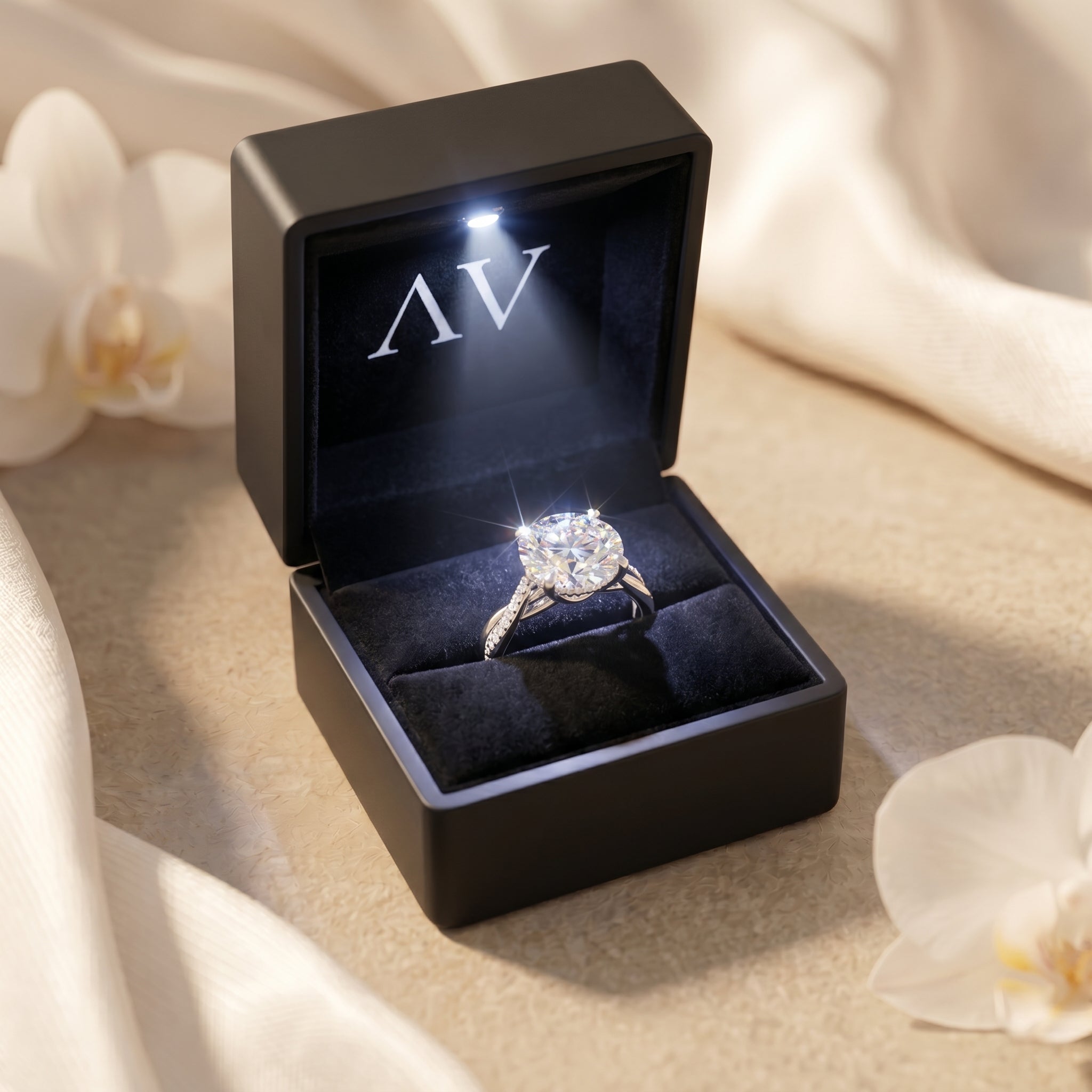 YLQ2580-ROU-5CT-TPAVE-HHALO - Premium LED Gift Box Presentation