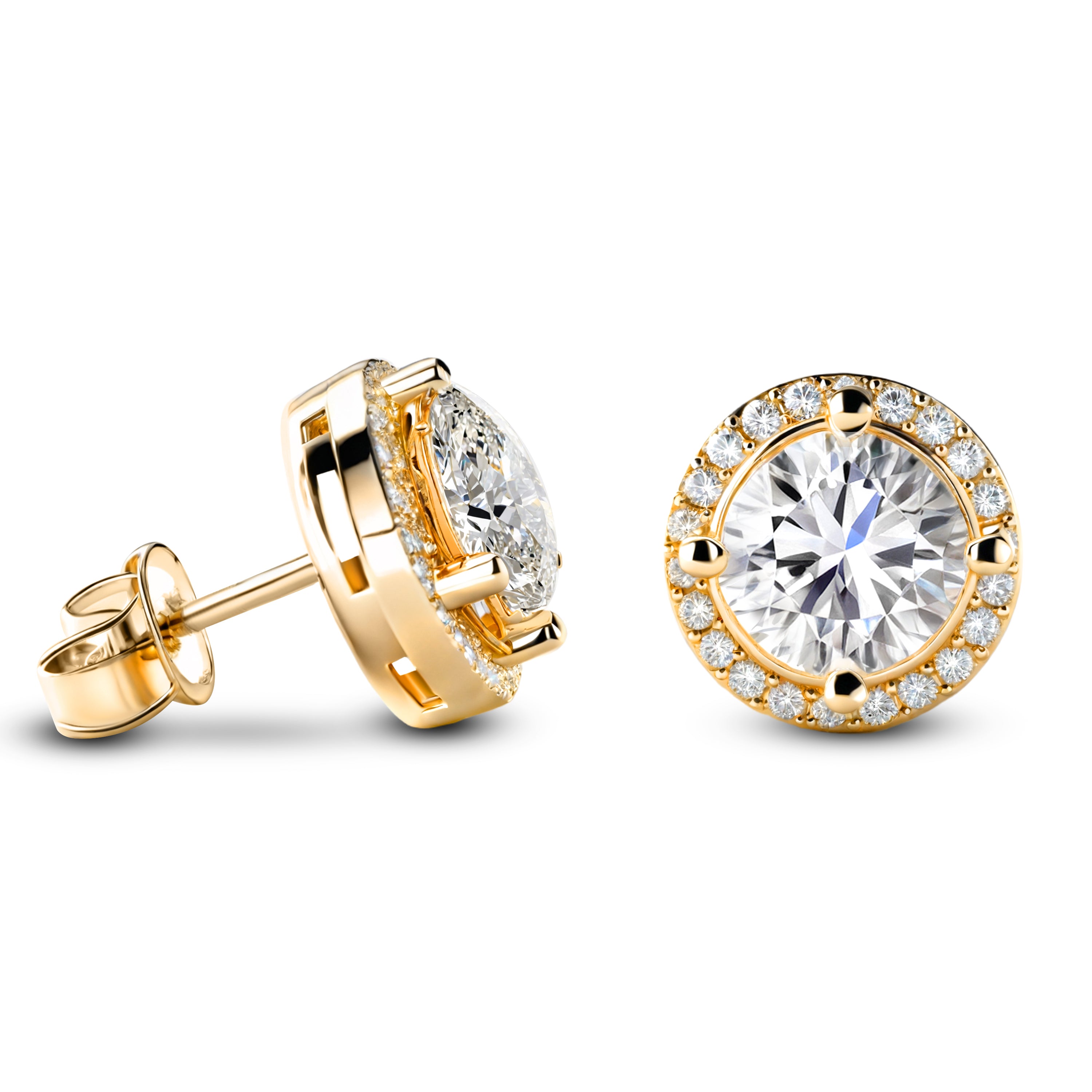 Boucles d'oreilles Eleanor Halo Moissanite Or Rose