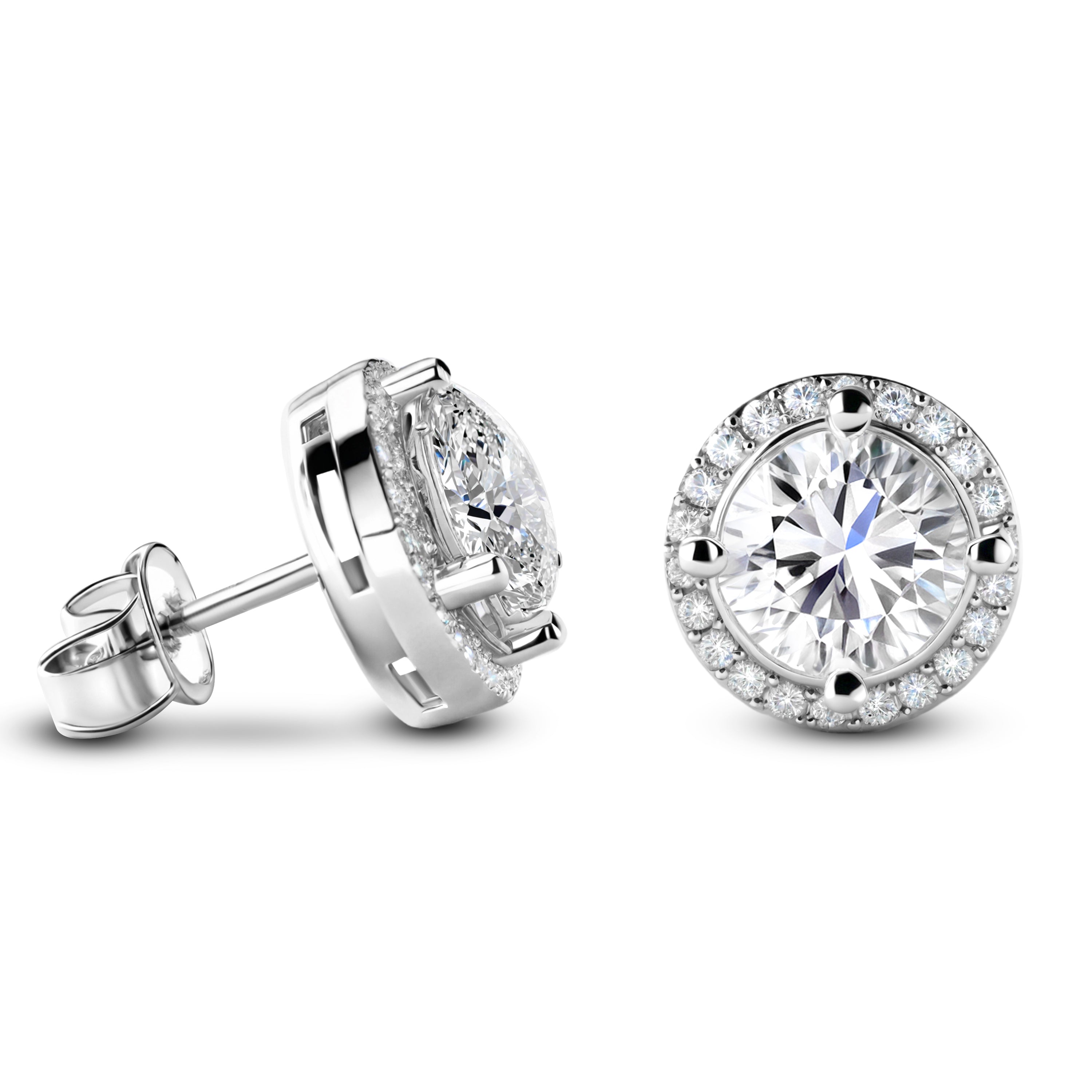 Boucles d'oreilles Eleanor Halo Moissanite Or Rose
