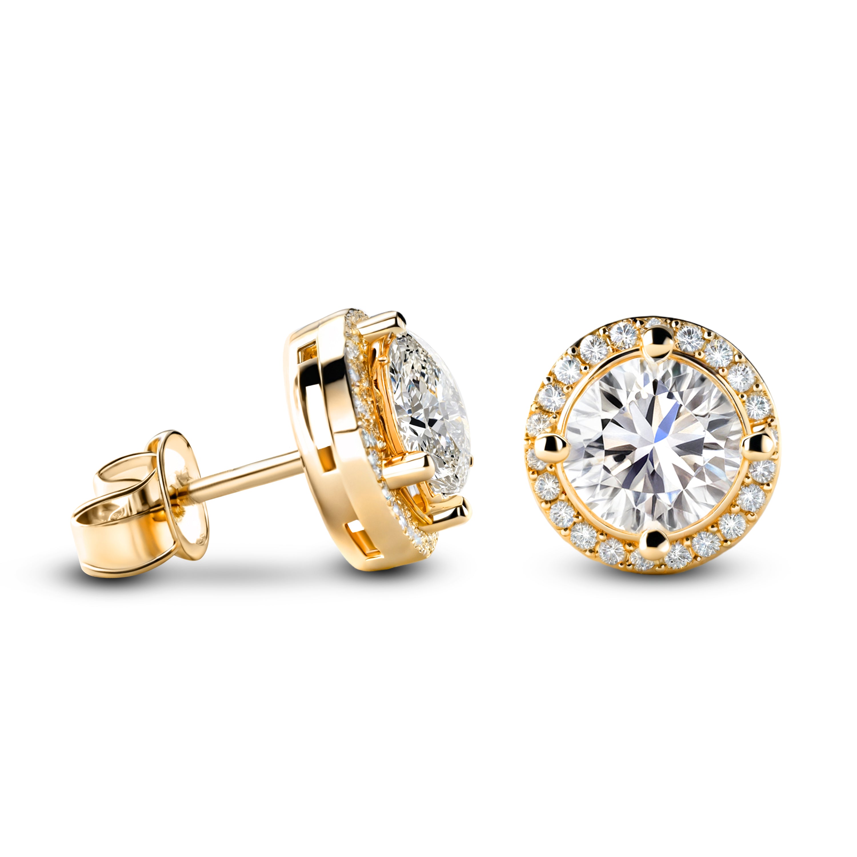 Boucles d'oreilles Eleanor Halo Moissanite Or Rose