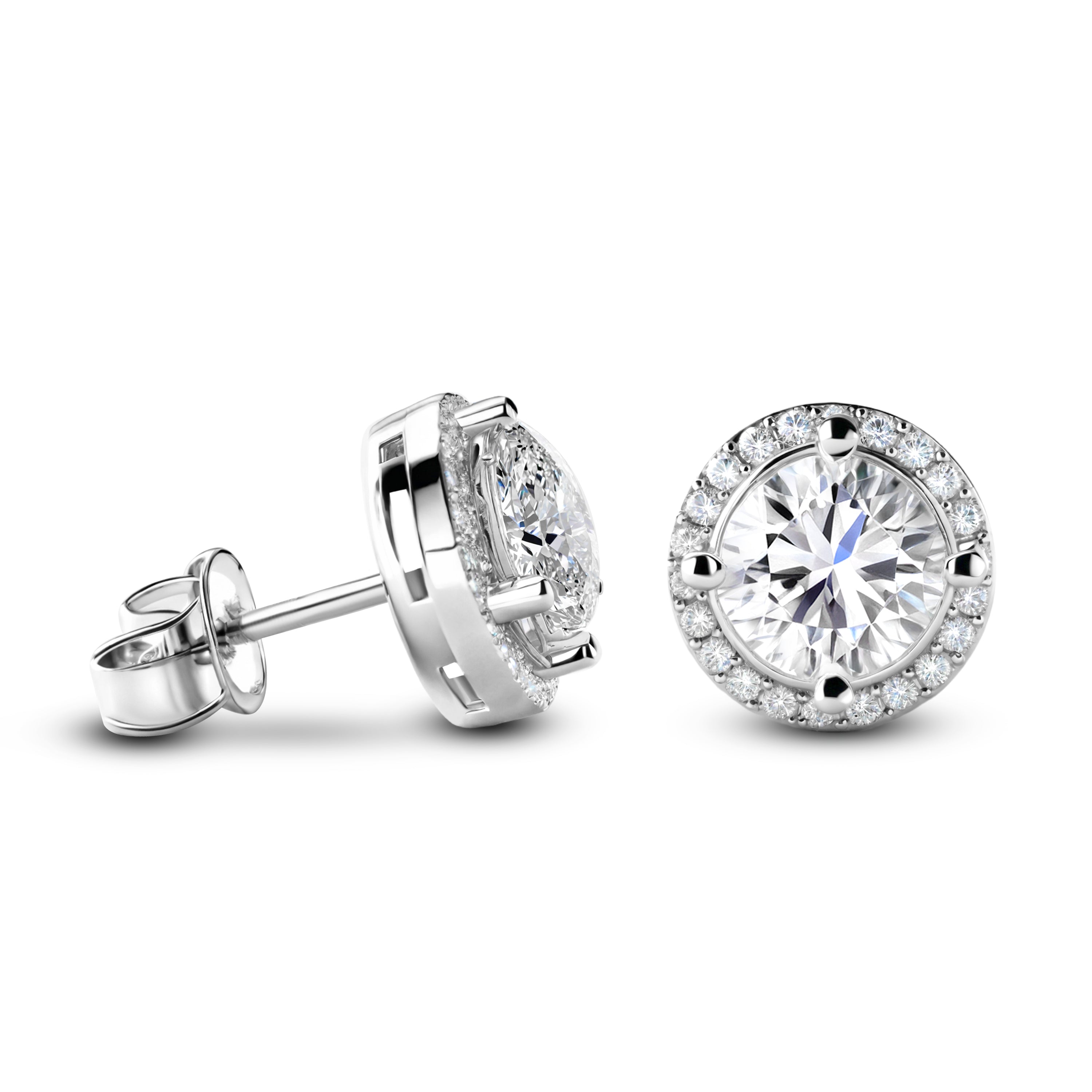 Boucles d'oreilles Eleanor Halo Moissanite Or Rose