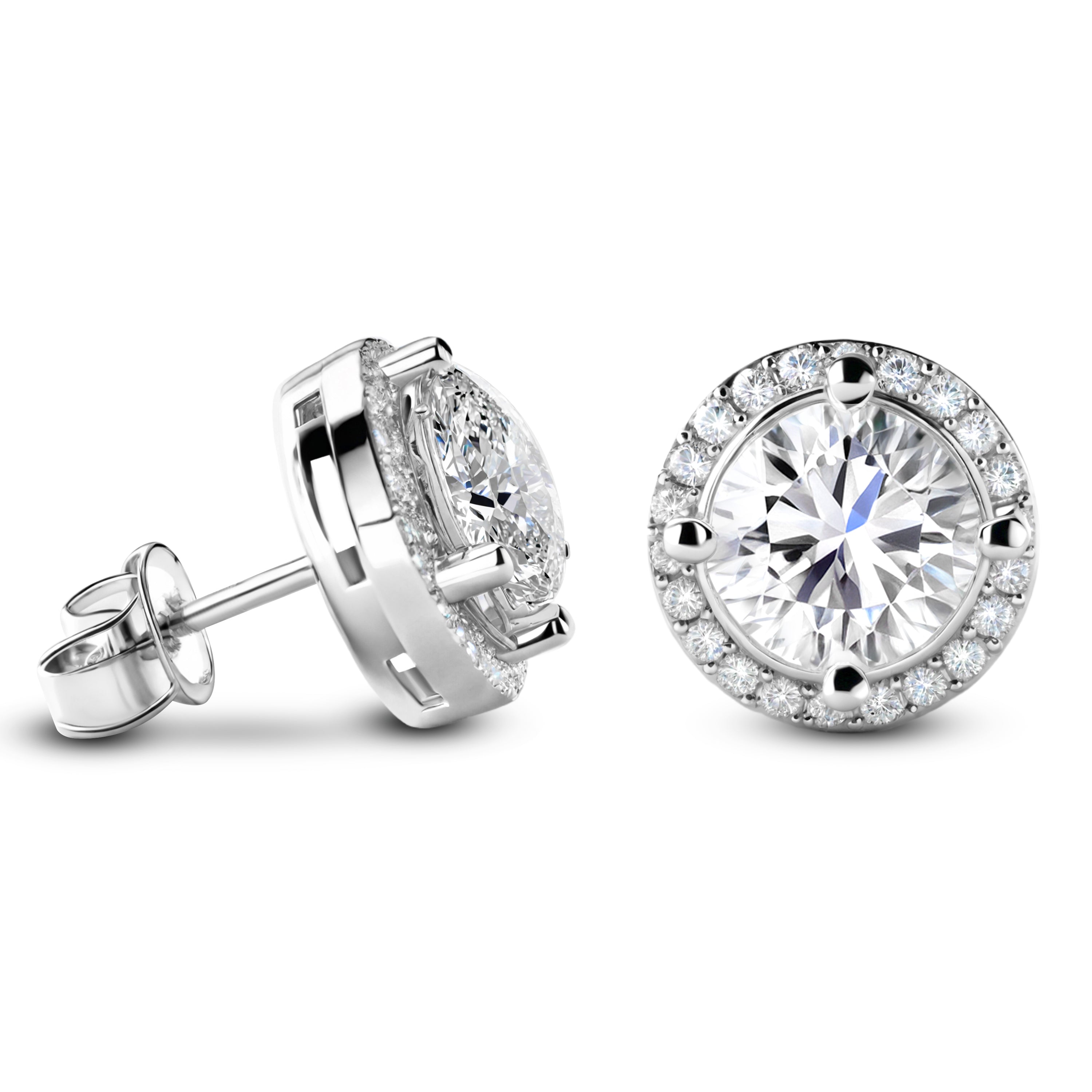 Boucles d'oreilles Eleanor Halo Moissanite Or Rose