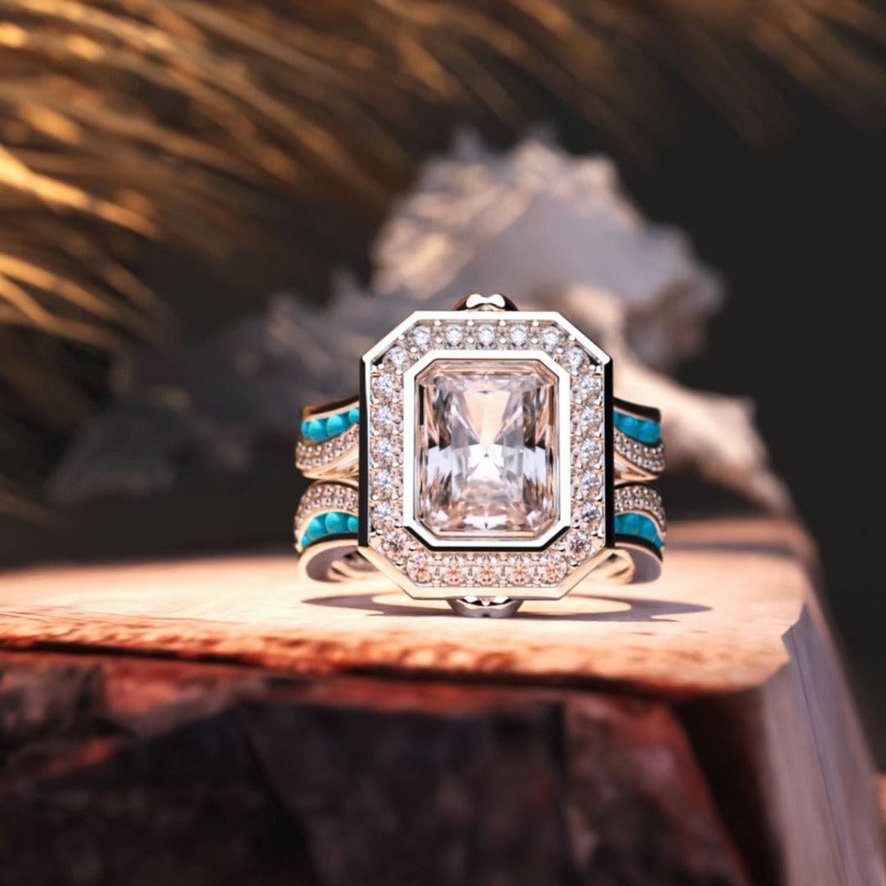 La Couronne de l'Océan: Bague Diamant Éthique - Argent Sterling S925