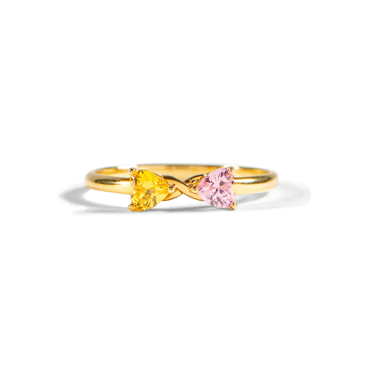 Bague Personnalisée Deux Pierres de Naissance Cœur - Argent Sterling S925