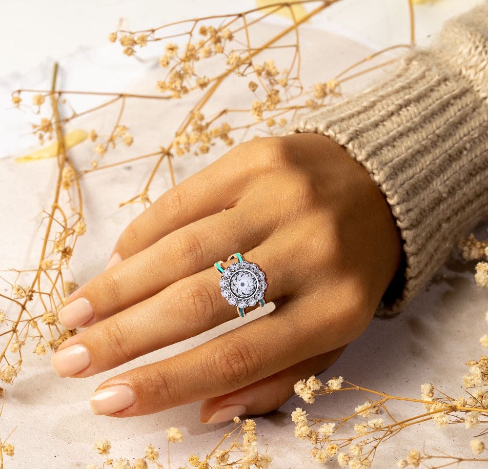 Ocean's Bloom: Bague Grappe de Diamants - Argent Sterling S925