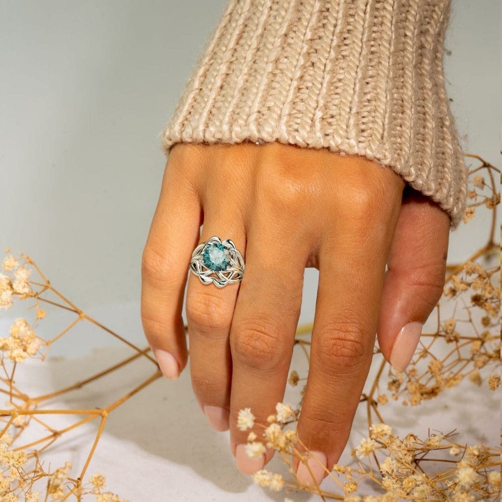 Azure Dream: Bague Aigue-Marine Taille Ronde - Argent Sterling S925