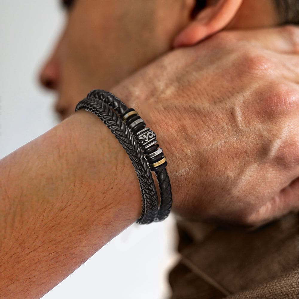 À Mon Fils | Je T'aime Pour Toujours | Bracelet Tressé en Cuir