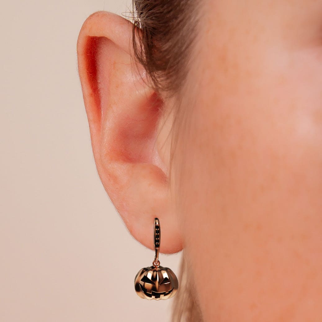 Boucles d'oreilles citrouille Halloween Éclat Minuit avec diamants éthiques