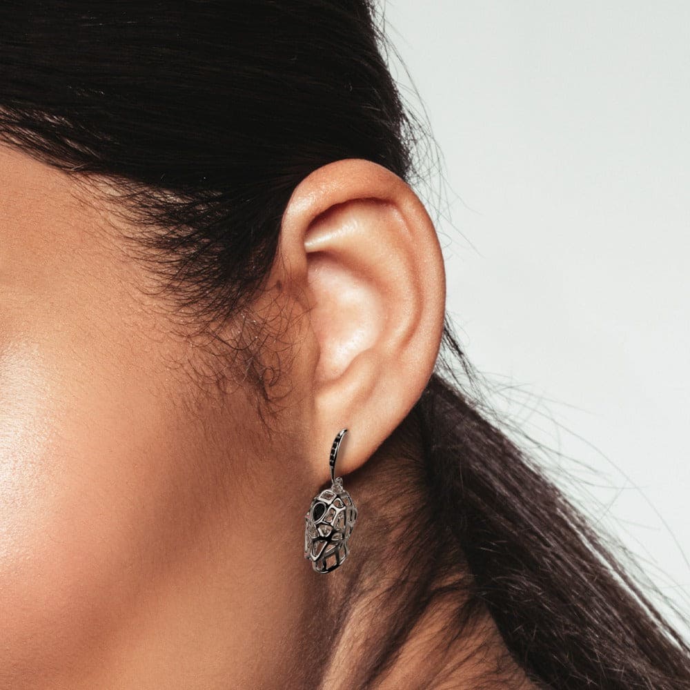 Nocturnal Purity - Boucles d'oreilles Halloween Crâne Diamants Éthiques - 1 Paire