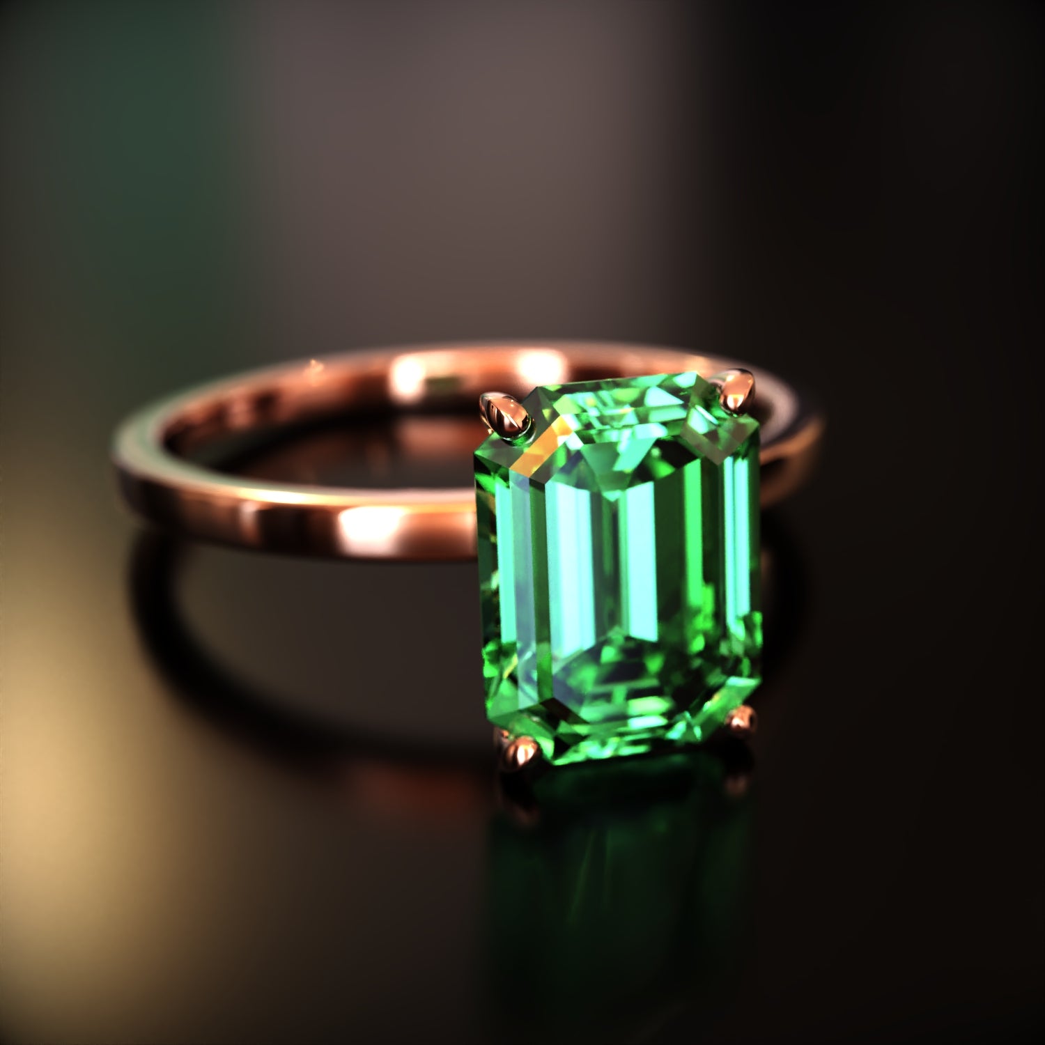 The Alexandria - Bague Moissanite Émeraude Personnalisée