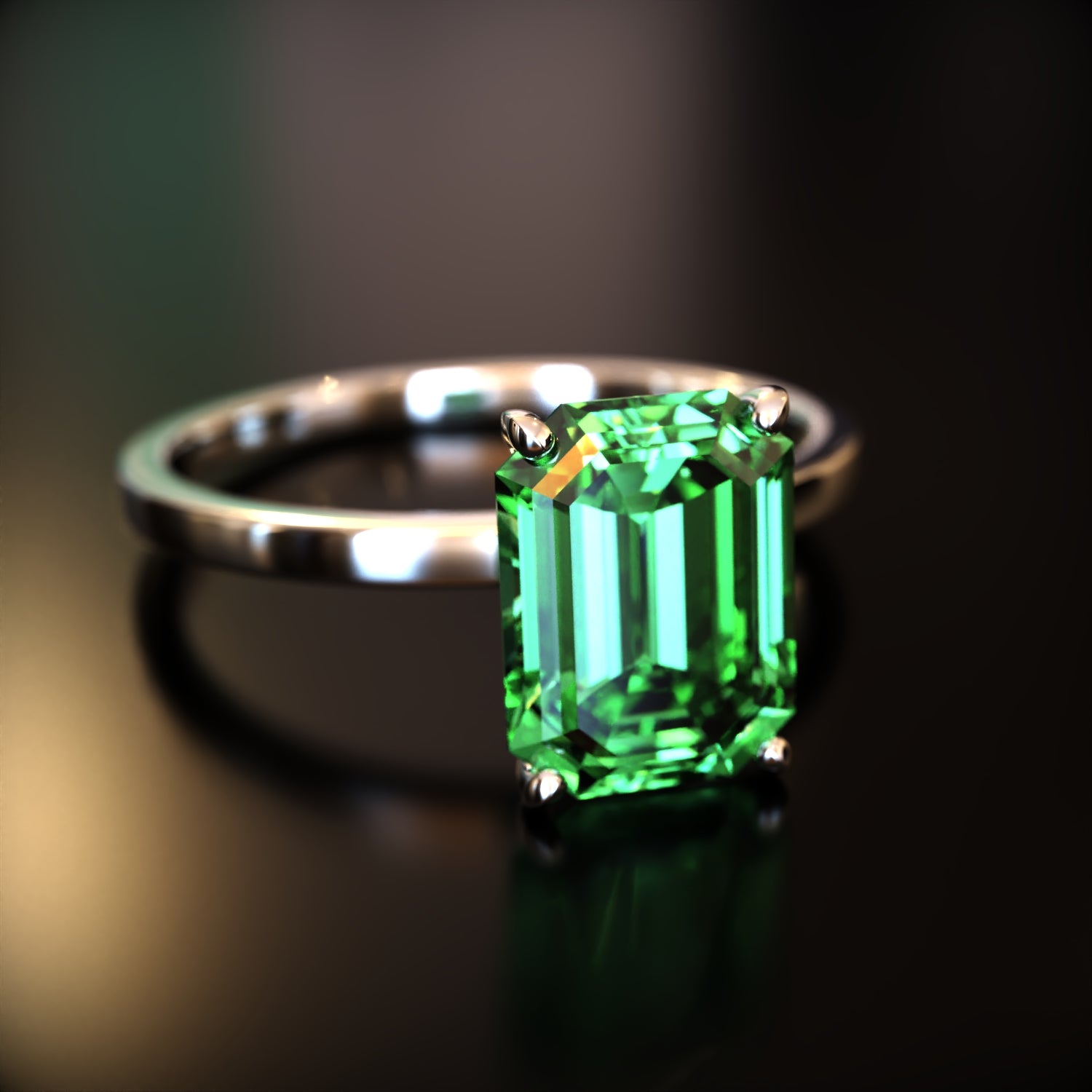 The Alexandria - Bague Moissanite Émeraude Personnalisée