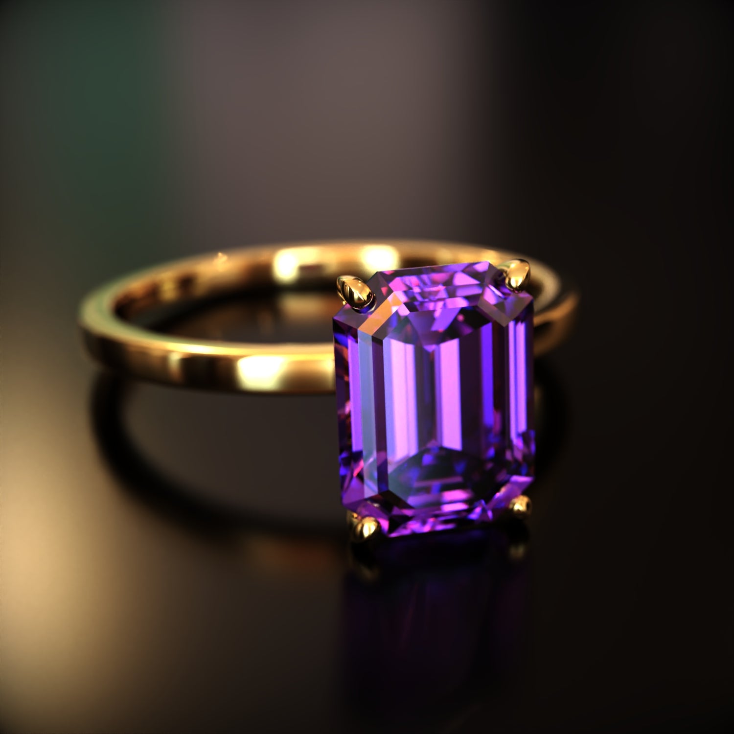 The Alexandria - Bague Moissanite Émeraude Personnalisée