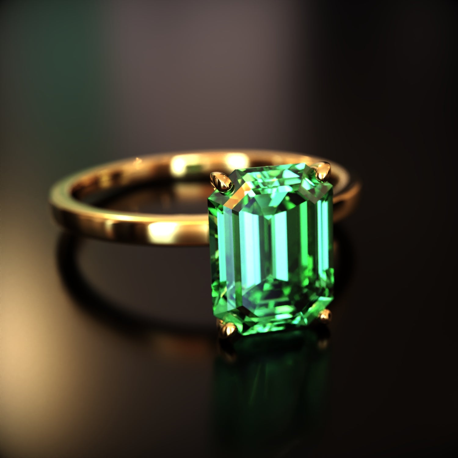 The Alexandria - Bague Moissanite Émeraude Personnalisée