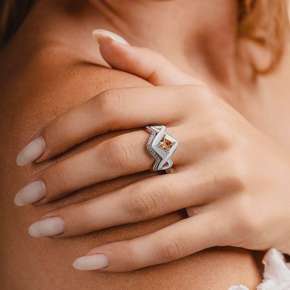 The Snow Wave: Fire's Heart Ensemble Bague 2 Pièces - Argent Sterling S925