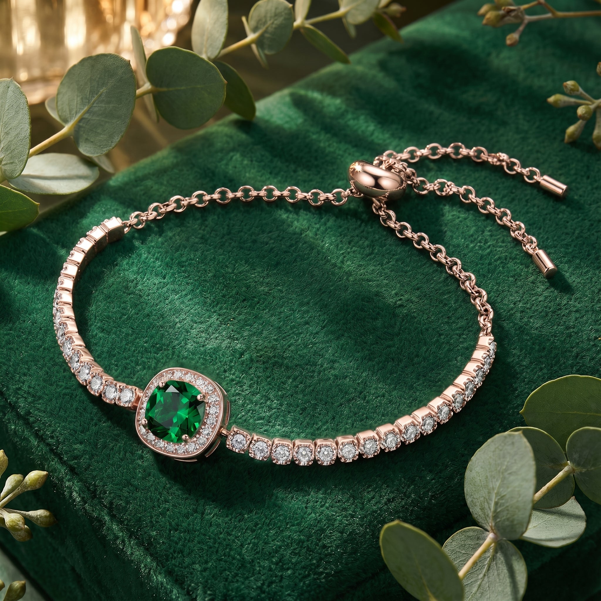 the-eveline-emerald-bracelet-s925-sterling-silver in rose gold finish